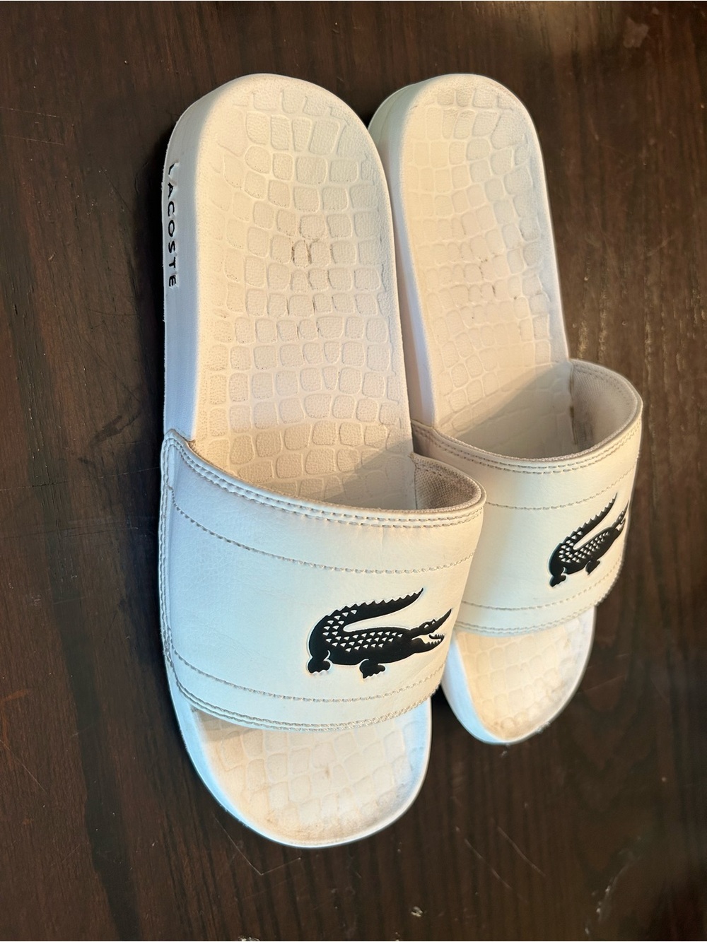 Lacoste Men's Croco-Dualiste Slide Sandals Shoes White/Black US-8 - Picture 2 of 5